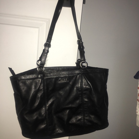 Black Leather Coach Purse - Picture 1 of 5